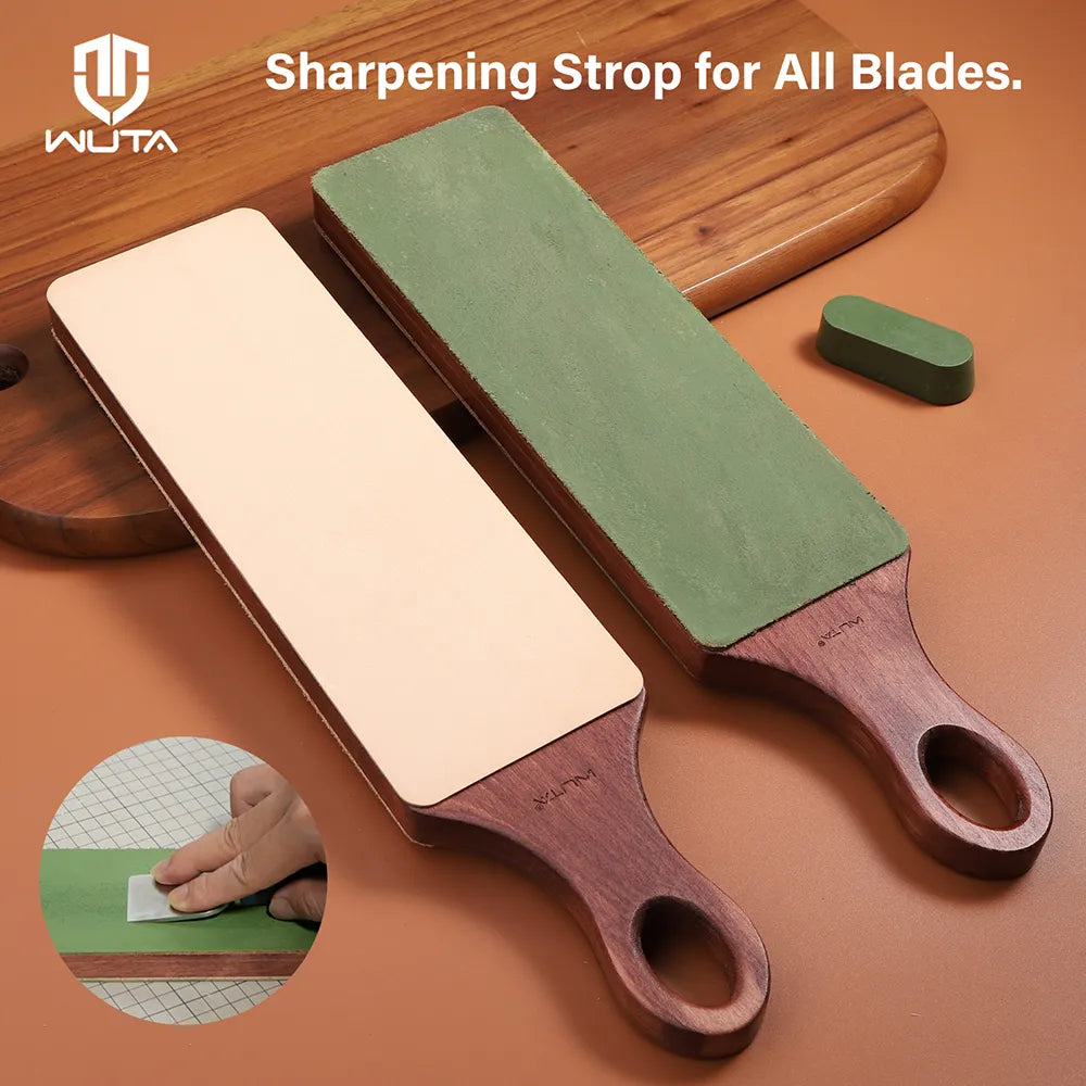 WUTA Double-Sided Leather Strop Paddle for Knife Sharpening & Polishing