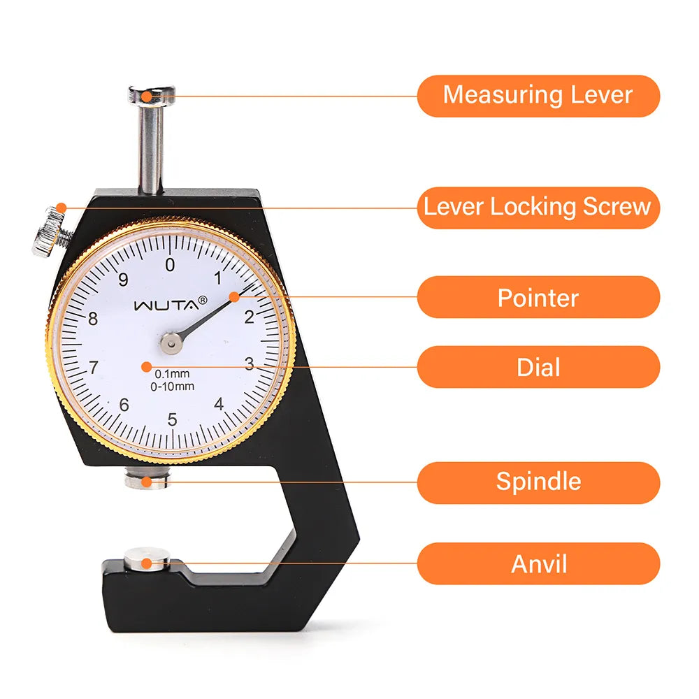 WUTA Leather Thickness Gauge Measuring Tools 0-10mm/0.1mm