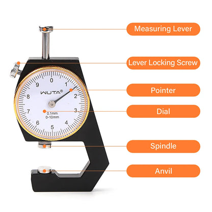 WUTA Leather Thickness Gauge Measuring Tools 0-10mm/0.1mm