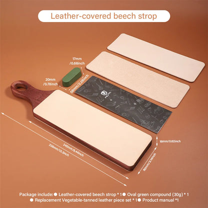 WUTA Double-Sided Leather Strop Paddle for Knife Sharpening & Polishing