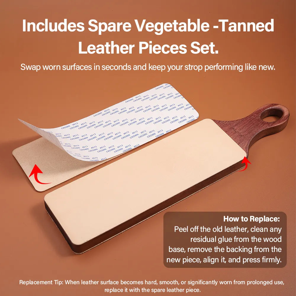 WUTA Double-Sided Leather Strop Paddle for Knife Sharpening & Polishing