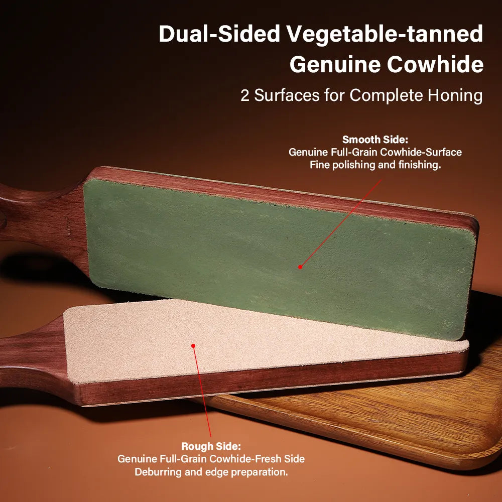 WUTA Double-Sided Leather Strop Paddle for Knife Sharpening & Polishing