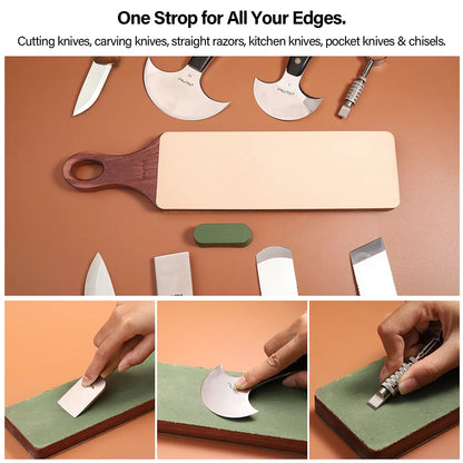 WUTA Double-Sided Leather Strop Paddle for Knife Sharpening & Polishing
