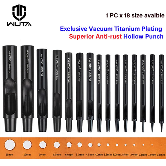 Leather Round Hole Punch Hollow Puncher Black Titanium Plated Punch Hole Tool | WUTA