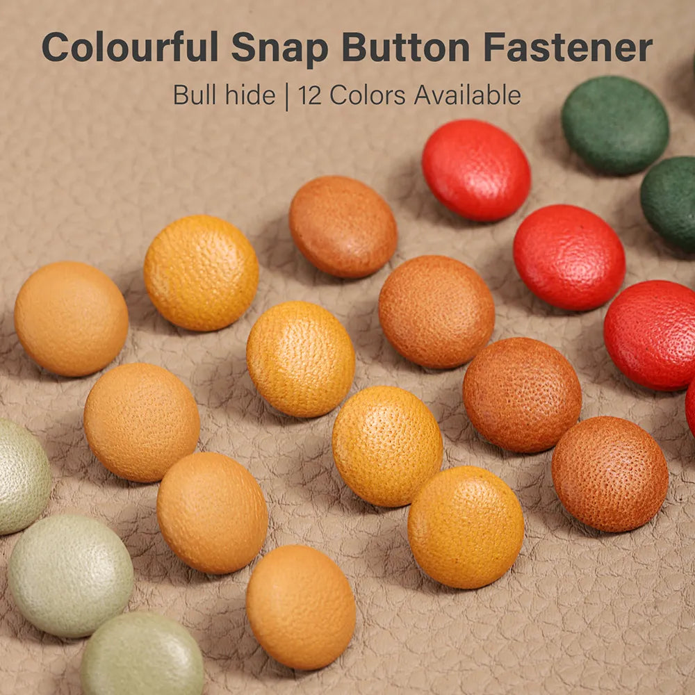 WUTA Bull Leather Covered Snap Buttons Decorative Snap Caps for Bags & Accessories