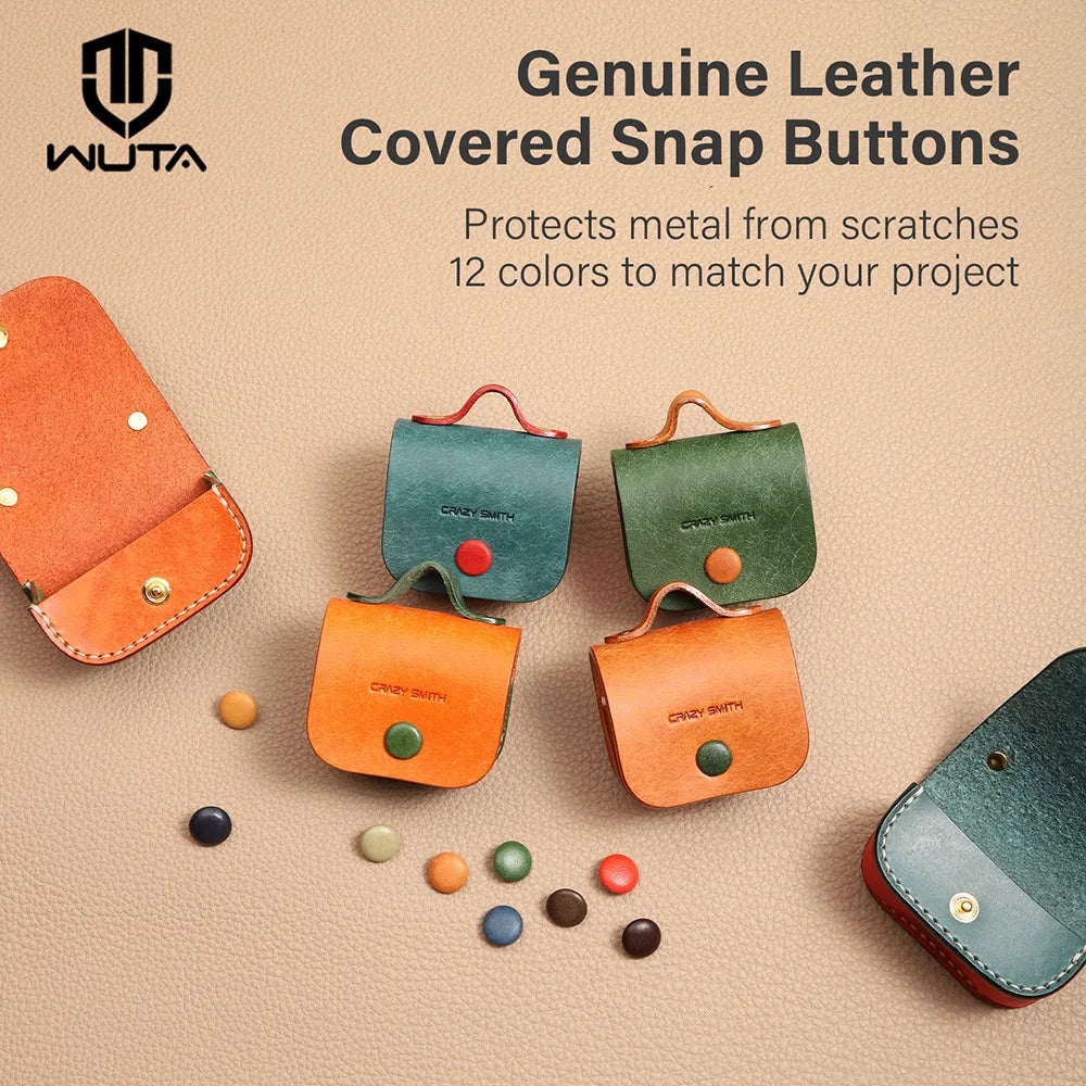 WUTA 4-10-20 Set Genuine Leather Snap Buttons Decorative Snap Caps for Bags & Accessories