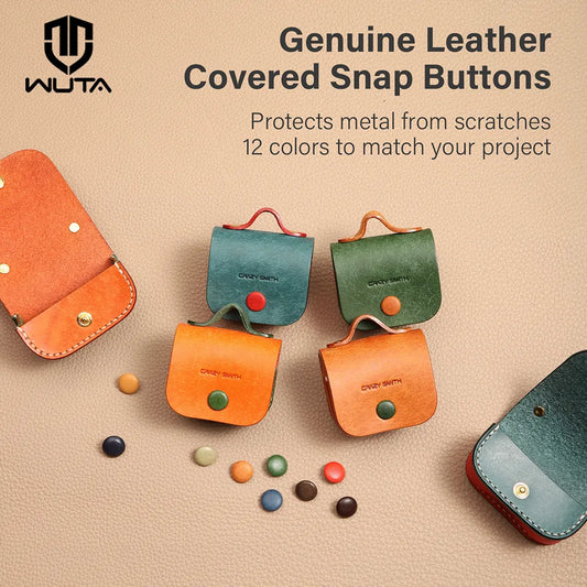 WUTA 4-10-20 Set Genuine Leather Snap Buttons Decorative Snap Caps for Bags & Accessories