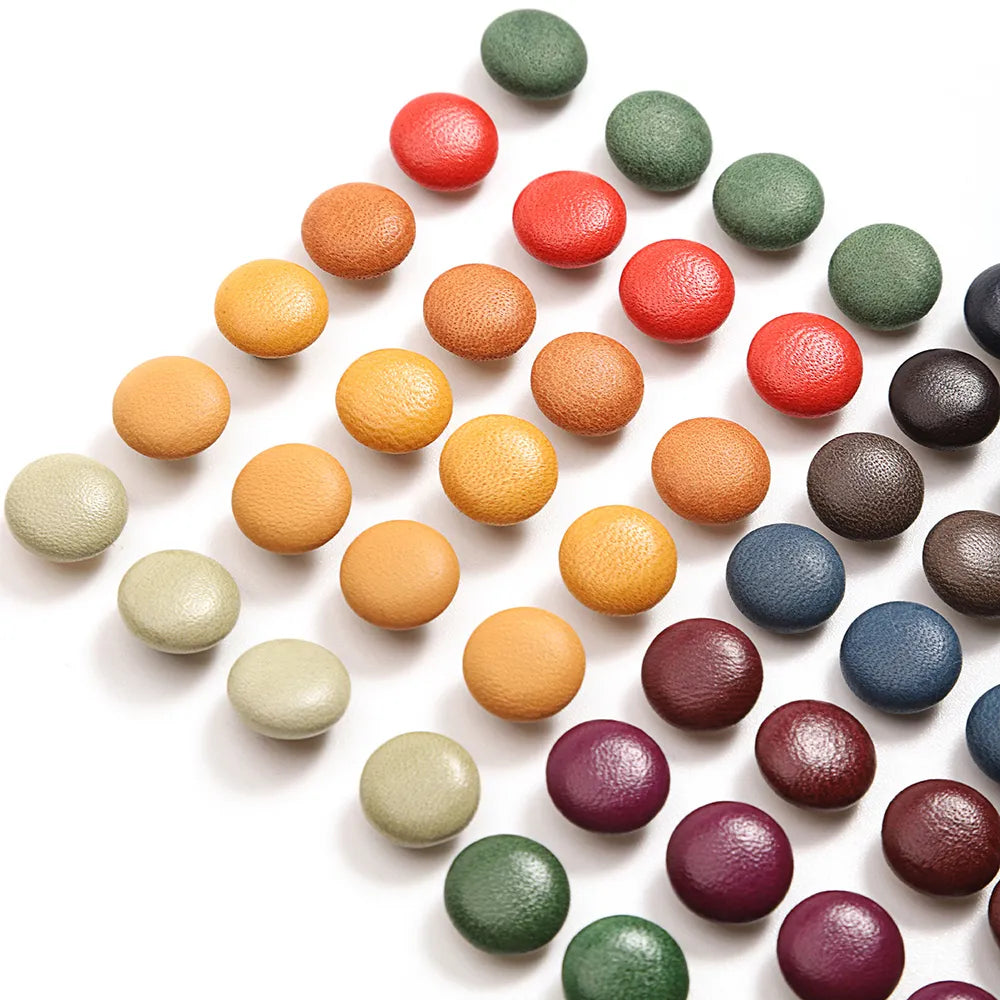 WUTA Bull Leather Covered Snap Buttons Decorative Snap Caps for Bags & Accessories