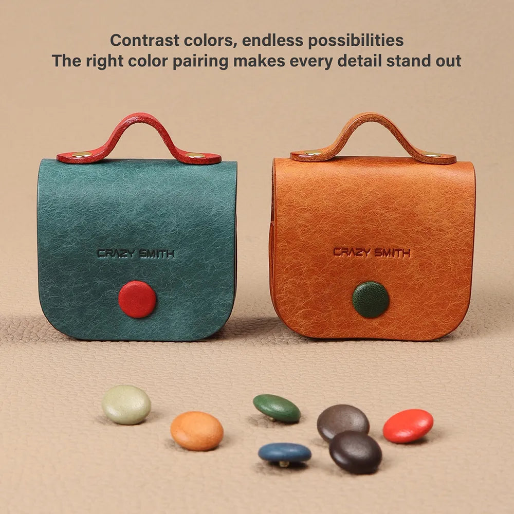 WUTA Bull Leather Covered Snap Buttons Decorative Snap Caps for Bags & Accessories