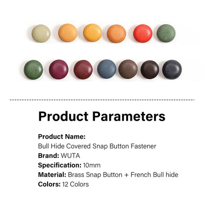WUTA Bull Leather Covered Snap Buttons Decorative Snap Caps for Bags & Accessories