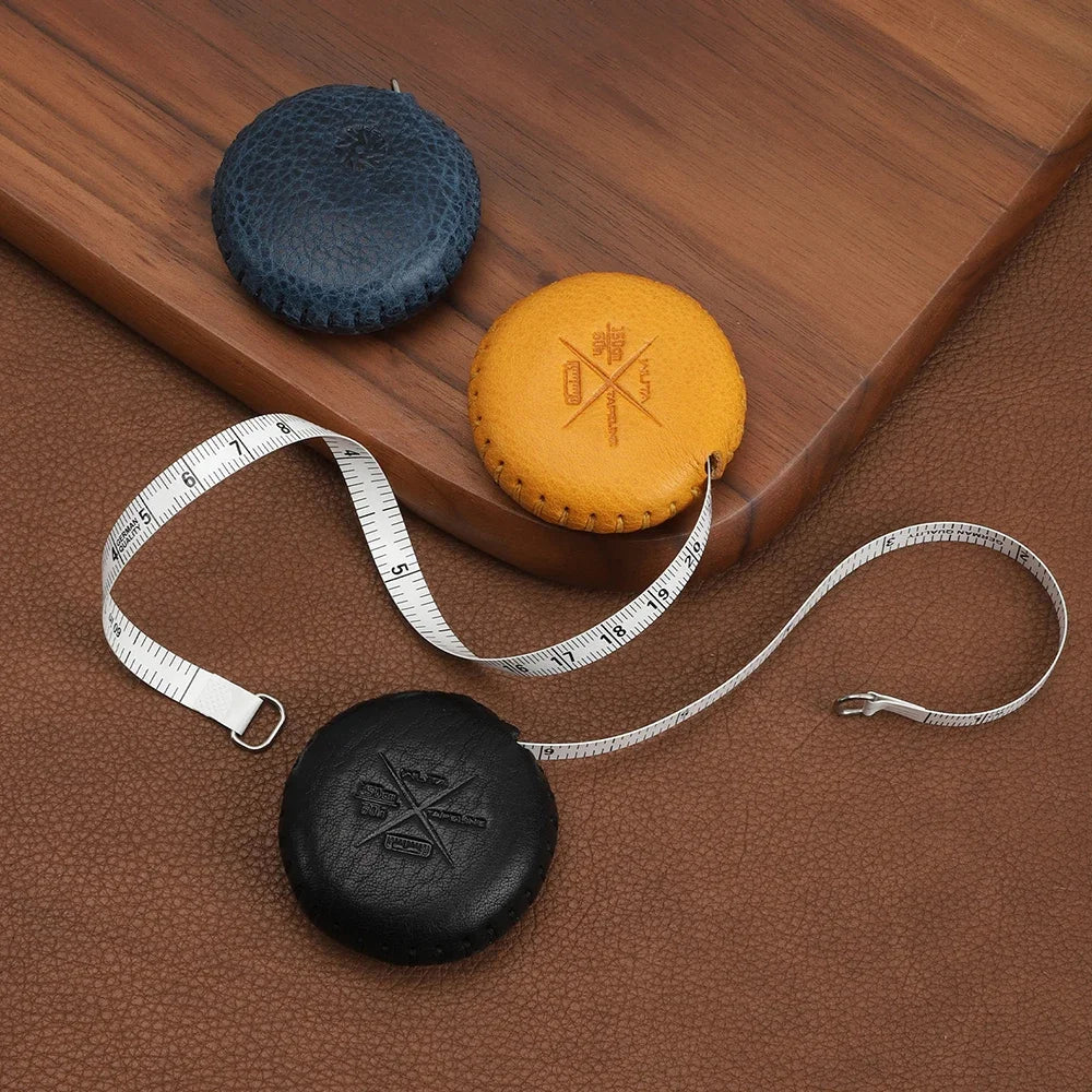 WUTA Soft Retractable Tape Measure Handmade Genuine Leather Mini Ruler Case Tailor Craft Dieting Tape Measure Household