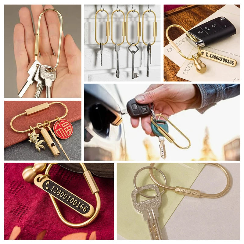 Brass Screw Lock Keychain Water Drop U-Shaped D-Shaped Screw Ring | WUTA