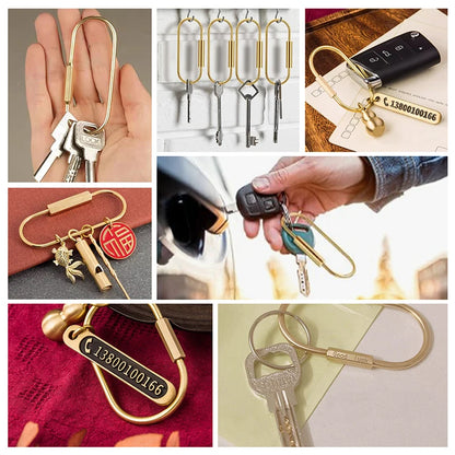 Brass Screw Lock Keychain Water Drop U-Shaped D-Shaped Screw Ring | WUTA