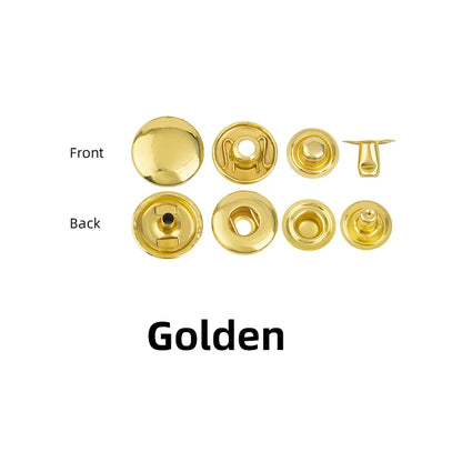 WUTA 100set 100% Brass Snap Fasteners Snap Buttons Kit Metal Press Studs