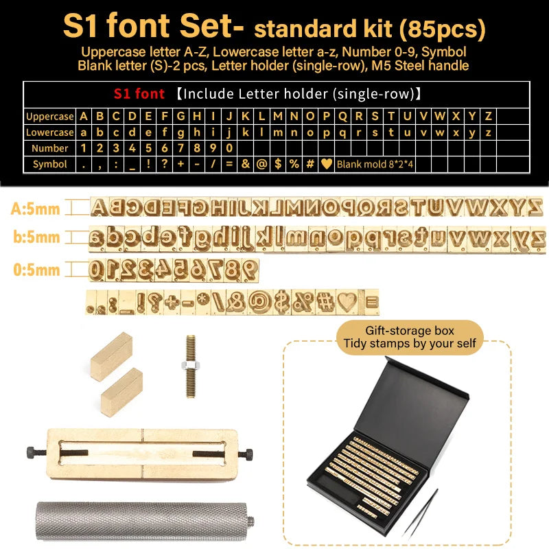 Brass Stamping Letters Kits Numbers Alphabets Symbols Characters Embossing Molds Leather Stamping Tool | WUTA