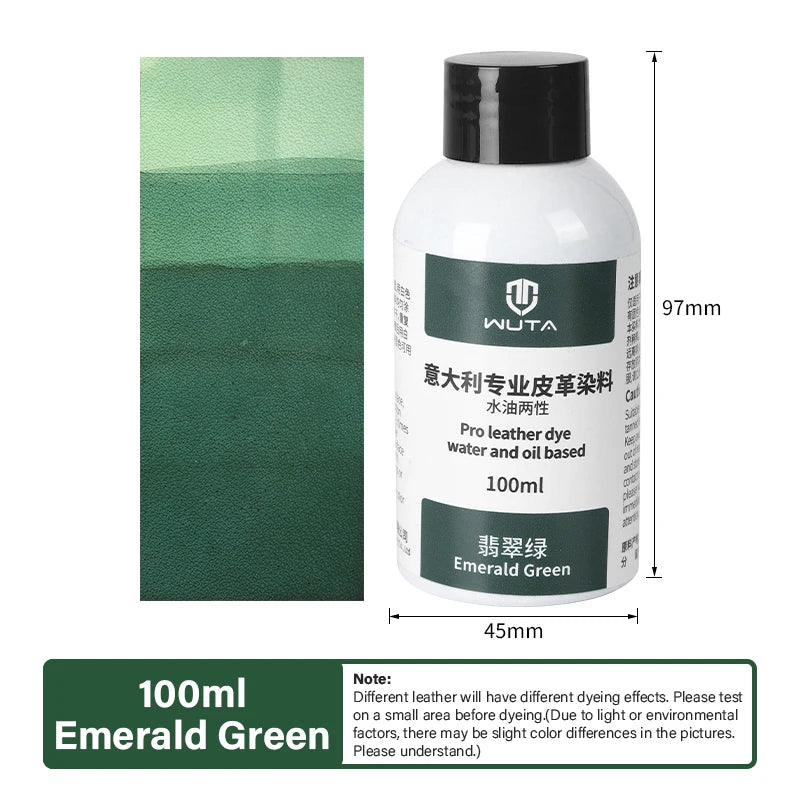 100ml Pro Leather Dye Water & Oil Based Penetrating Permanent Dye DIY Coloring Uncoated Leather | WUTA