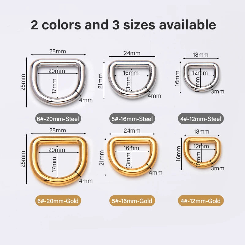 Stainless Steel No Interface Brass D Ring Buckle Dog Collar Ring| WUTA