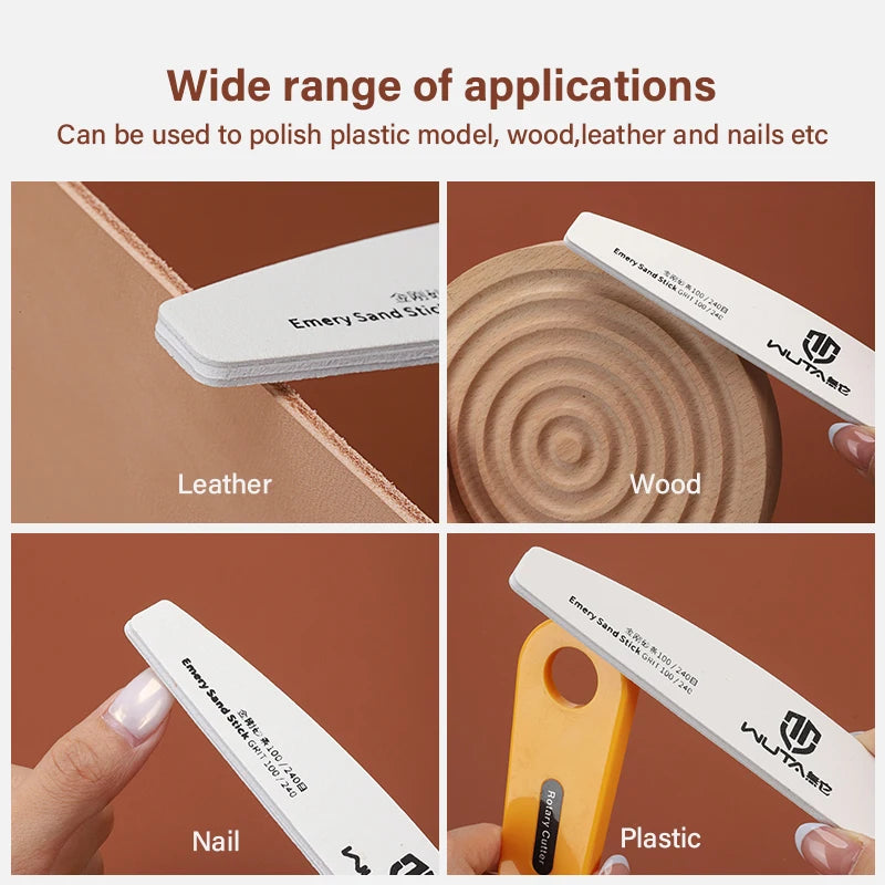 Sanding Sticks Leather Edge Polishing Board 100/240 Grit Reusable Craft Tool|WUTA