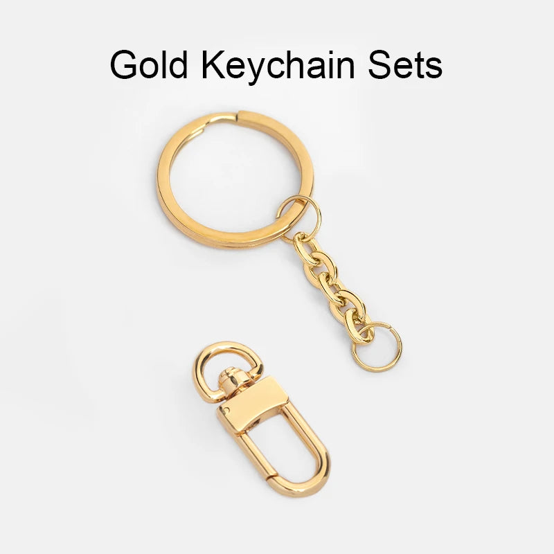 WUTA Stainless Steel Keyring with Carabiner Blank Keychain Keyfob for DIY Bag Accessories