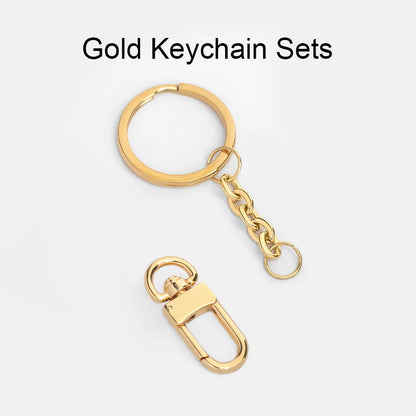 WUTA Stainless Steel Keyring with Carabiner Blank Keychain Keyfob for DIY Bag Accessories