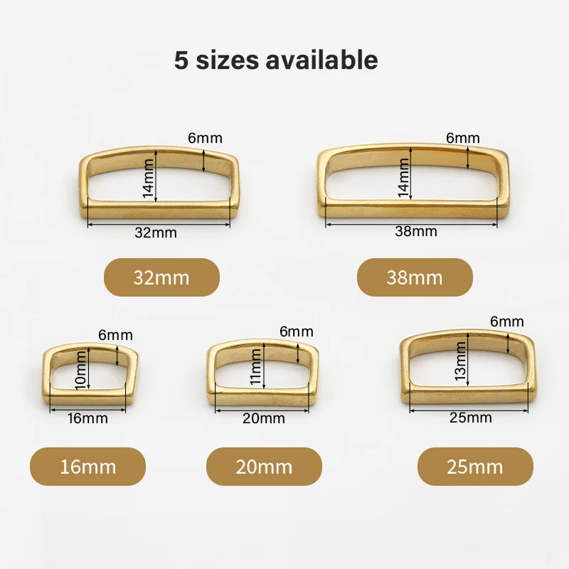 D-Shape Belt Keeper Solid Brass  Belt Strap Loop Ring Buckle | WUTA