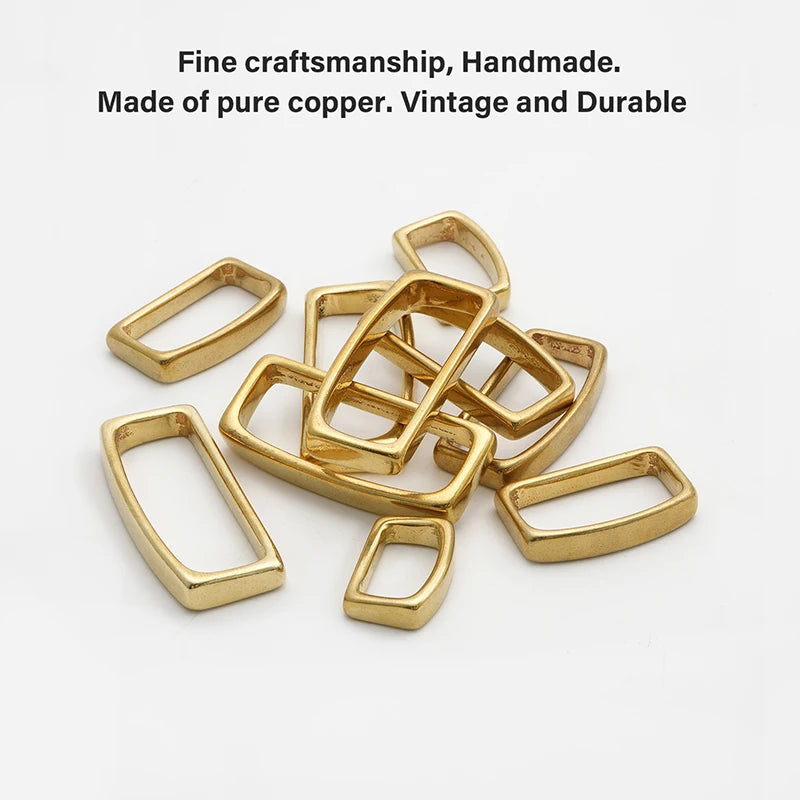 D-Shape Belt Keeper Solid Brass  Belt Strap Loop Ring Buckle | WUTA