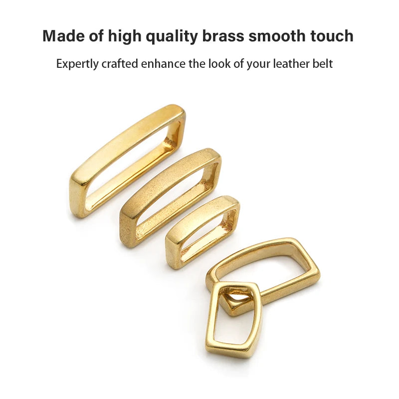 D-Shape Belt Keeper Solid Brass  Belt Strap Loop Ring Buckle | WUTA