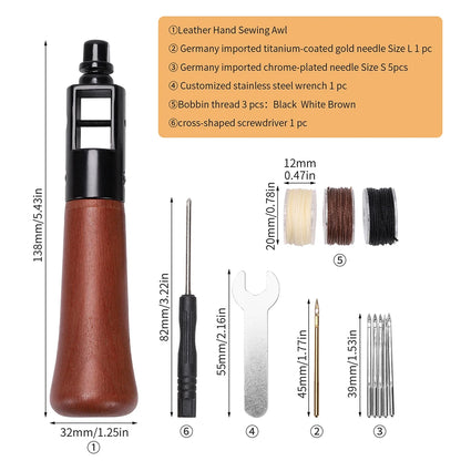 Leather Sewing Awl  Kit Leathercraft Stitch Awl Tool Set | WUTA