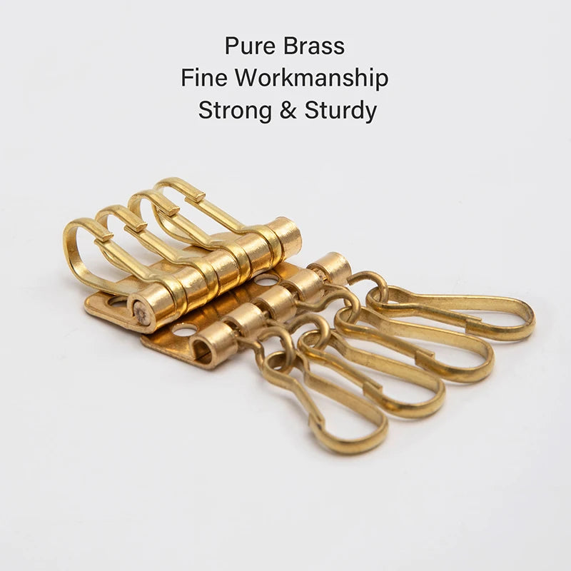 Solid Brass Wallet Key Row with 4/6 Hooks for Keychains & DIY Leather Craft|WUTA