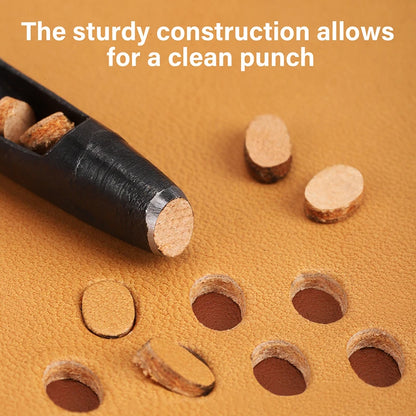 WUTA Basic 5-8 Pcs Black Leather Oval Hole Punch Set Sharp Watch Strap Punching Kit Belt Brand Puncher DIY Craft Leather Tools