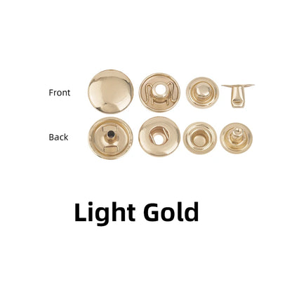 WUTA 100set 100% Brass Snap Fasteners Snap Buttons Kit Metal Press Studs