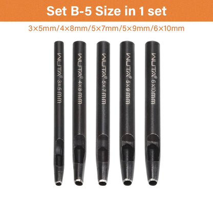 WUTA Basic 5-8 Pcs Black Leather Oval Hole Punch Set Sharp Watch Strap Punching Kit Belt Brand Puncher DIY Craft Leather Tools
