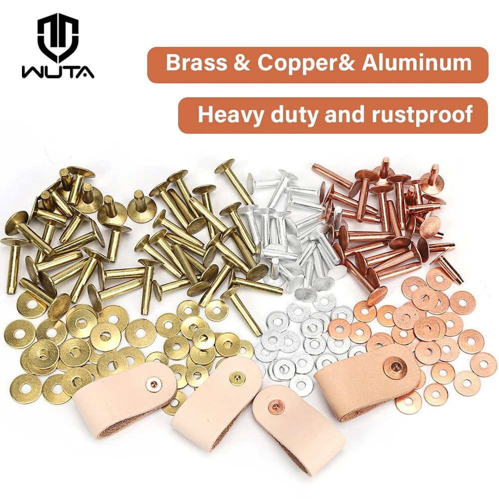 WUTA 50 Pcs Copper Rivets & Burrs,Solid Brass Rivets Studs – WUTA LEATHER