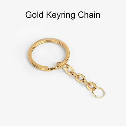 WUTA Stainless Steel Keyring with Carabiner Blank Keychain Keyfob for DIY Bag Accessories