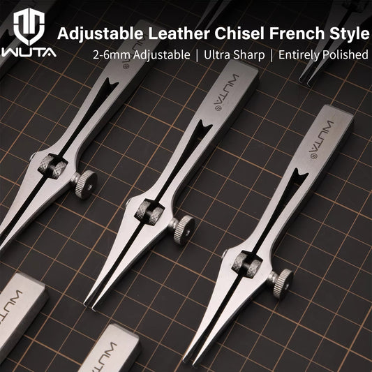 WUTA 2-6mm Adjustable Pricking Iron French Style Leather Chisel Professional Sharp Belt Hole Punching Skin Stitching Craft Tools
