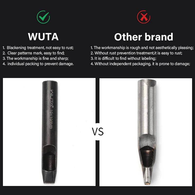 WUTA 1pc Anti-Rust Leather Hollow Punch Rectangle Slot Puncher Oblong Hole Cutter