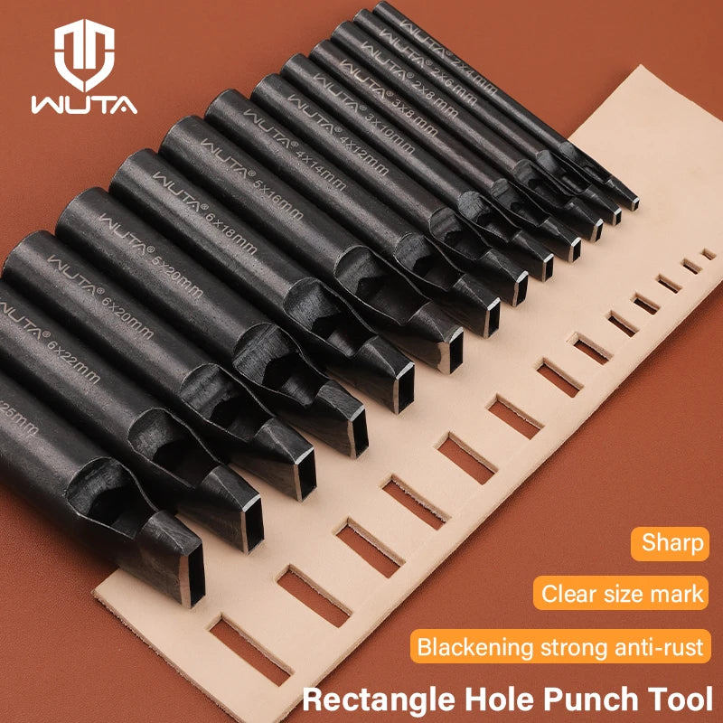 WUTA 1pc Anti-Rust Leather Hollow Punch Rectangle Slot Puncher Oblong Hole Cutter
