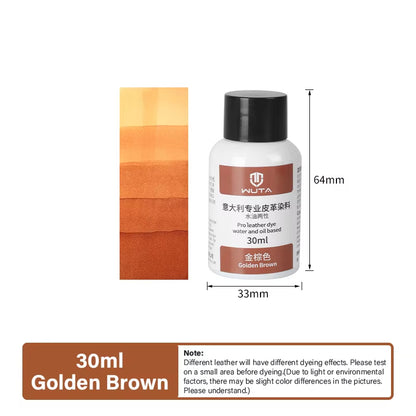 WUTA 30ml Italy Pro Leather Dye Water & oil Based Penetrating,Permanent Dye DIY Coloring Uncoated Leather for Shoe Boot Belt Bag
