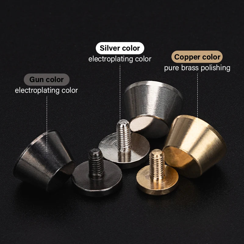 Solid Brass Leather Rivets Spike Studs Handbag Bottom Protecting Feet Nail Bucket Mushroom Screw Back Flat Rivet | WUTA
