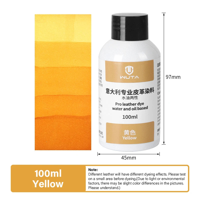 100ml Pro Leather Dye Water & Oil Based Penetrating Permanent Dye DIY Coloring Uncoated Leather | WUTA