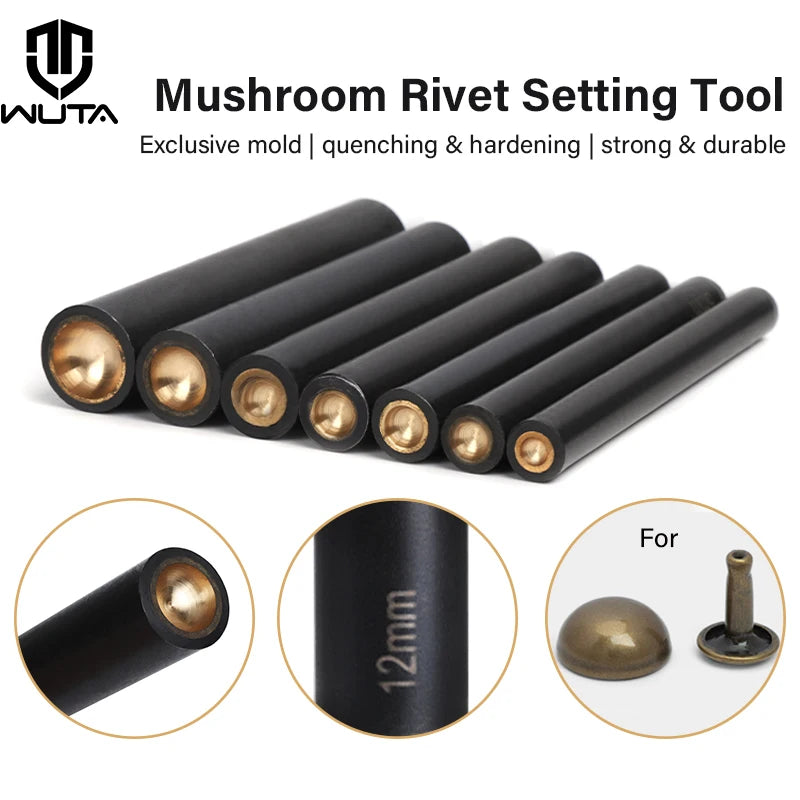 Mushroom Domed Rivets Setting Tool Steel Spike Studs Fixing Setter for Leather Craft Bags Shoes | WUTA