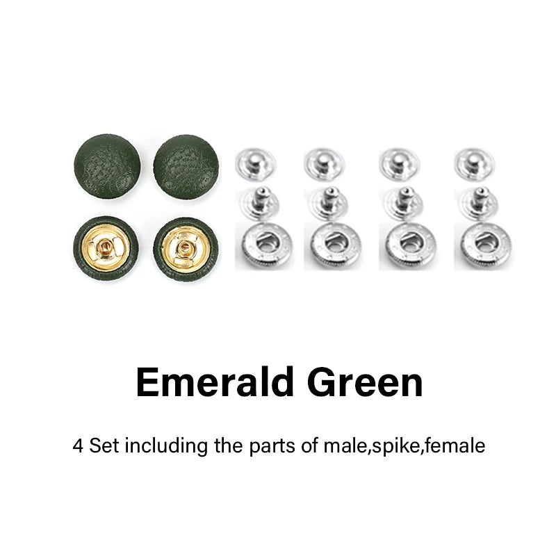 WUTA 4 Set Goat Skin Bag Button Snap Fastener Brass Metal Press Studs