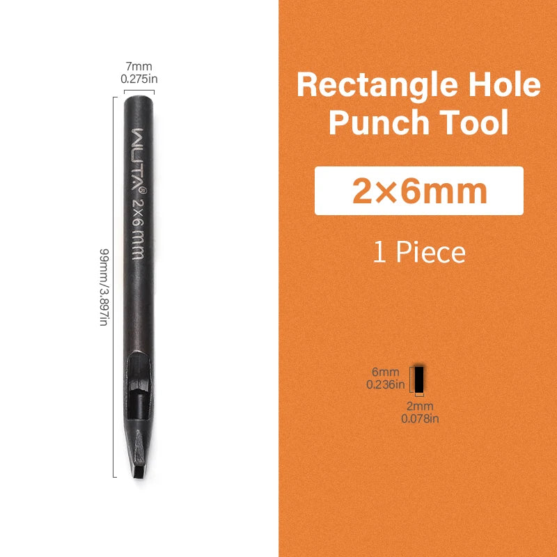 WUTA 1pc Anti-Rust Leather Hollow Punch Rectangle Slot Puncher Oblong Hole Cutter