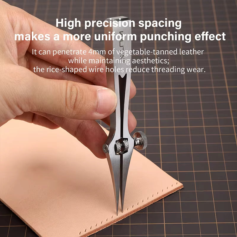 WUTA 2-6mm Adjustable Pricking Iron French Style Leather Chisel Professional Sharp Belt Hole Punching Skin Stitching Craft Tools