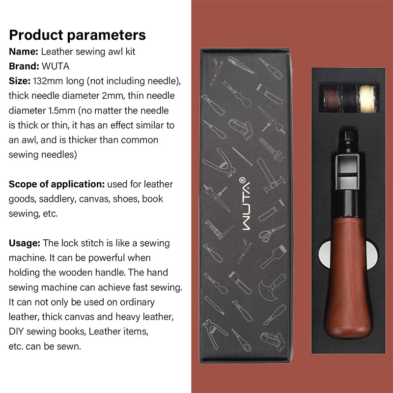 Leather Sewing Awl  Kit Leathercraft Stitch Awl Tool Set | WUTA