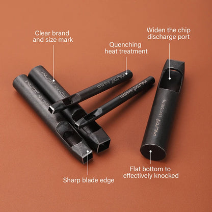 Square Leather Hole Punch Set Oblong Punching Tool | WUTA
