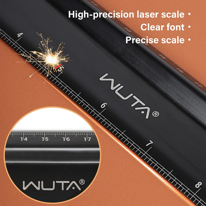 Leather Work Ruler 30cm Leather Cutting Ruler Titanium Plated Stainless Steel Protective ...
