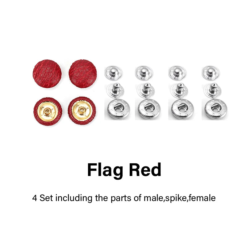 WUTA 4 Set Goat Skin Bag Button Snap Fastener Brass Metal Press Studs