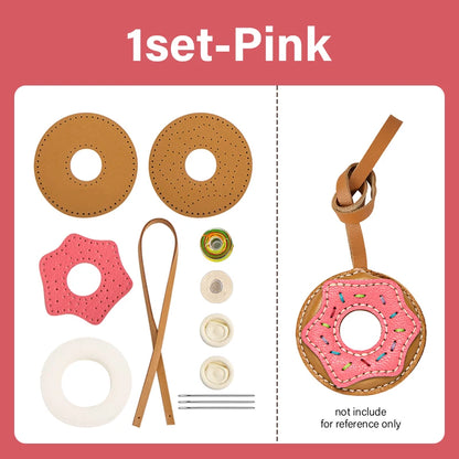 Semi-finished Leather Kit for DIY Donut Bag Charm Pendant Material Genuine Leather Bags Pendants Donuts Cute Gift