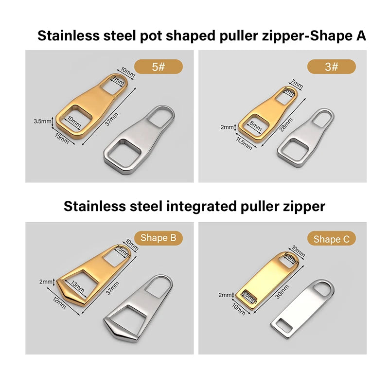Stainless Steel Zipper Head Replacement Slider DIY Repair Kit|WUTA